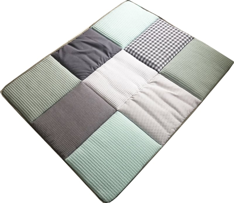 Boxkleed 70x90 75x90 75x95 80x80 80x100 100x100 Rond 90/95 cm Zeegroen - Poedergroen met grijs en mintgroen