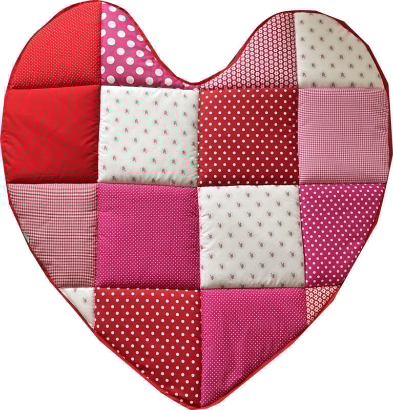 Speelkleed baby speelkleed groot Hart Roze met Rood & bloemetjes